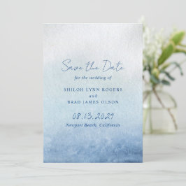 Modern Blue Watercolor Beach Elegante Hochzeit Save The Date
