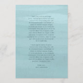 Modern Blue Watercolor Elegante Hochzeit Menükarte (Rückseite)