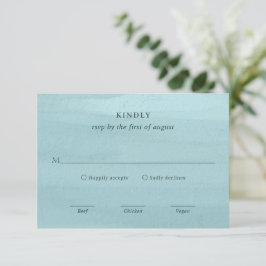 Modern Blue Watercolor Elegante Hochzeit RSVP Karte