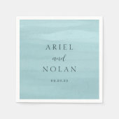 Modern Blue Watercolor Elegante Hochzeit Serviette (Vorderseite)