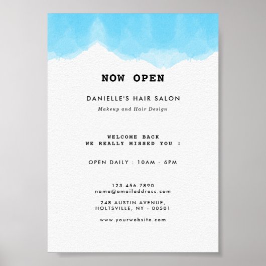 Modern Blue Watercolor Fashion Business Poster (Vorne)