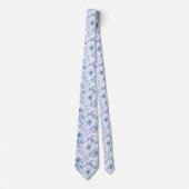 Modern Blue Watercolor Floral Pattern Krawatte (Vorderseite)