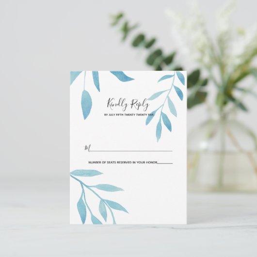 Modern Blue Watercolor Floral UAWG Postkarte (Stehend Vorderseite)