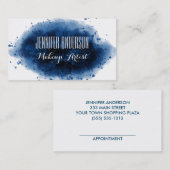 Modern Blue Watercolor Makeup Artist Ernennung Terminkarte (Vorne/Hinten)