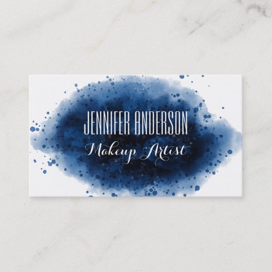 Modern Blue Watercolor Makeup Artist Ernennung Terminkarte (Vorderseite)