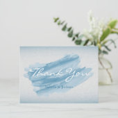 Modern Blue Watercolor Splash Dankeskarte (Stehend Vorderseite)