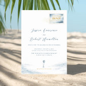 Modern Blue Watercolor Stamp Wedding Invitation Einladung