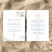 Modern Blue Watercolor Stamp Wedding Invitation Einladung