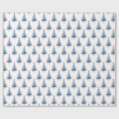 Modern Blue Watercolor Weihnachtsbaummuster Geschenkpapier (Flach)