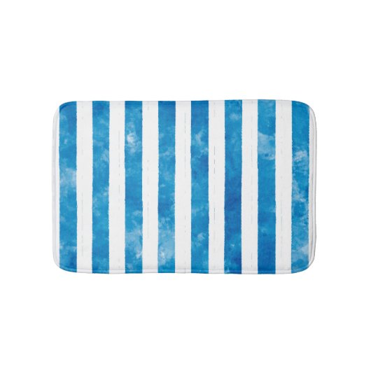 Modern Blue Watercolor Weiß gestrichen Badematte (Vorderseite)