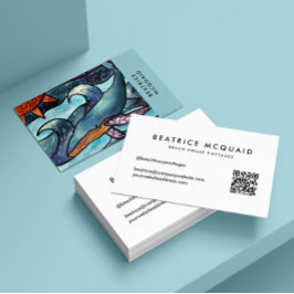 Modern Blue Watercolor Whale Business Card Visitenkarte