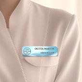 Modern Blue Wave Magnetic Name Badge Custom Namensschild