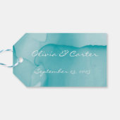 Modern Blue Wedding Vielen Dank Geschenkanhänger (Rückseite Horizontal)