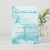 Modern Blue Wedding Watercolor Save the Date (Stehend Vorderseite)
