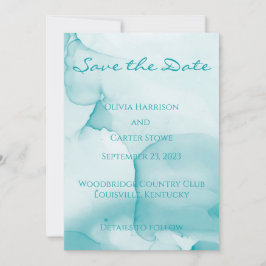 Modern Blue Wedding Watercolor Save the Date
