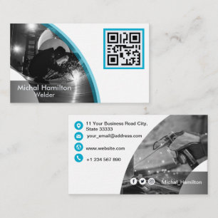 Modern Blue Welder Business Card Visitenkarte