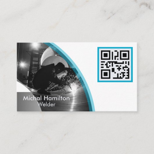 Modern Blue Welder Business Card Visitenkarte (Vorderseite)