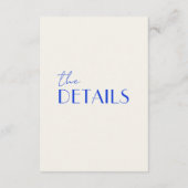 Modern Blue Whimsical Französisch Retro Hochzeitsd Begleitkarte (Rückseite)