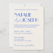 Modern Blue Whimsical French Retro Boho Wedding Einladung (Vorderseite)