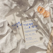 Modern Blue Whimsical French Retro Boho Wedding Einladung