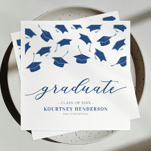 Modern Blue White Abschluss Serviette