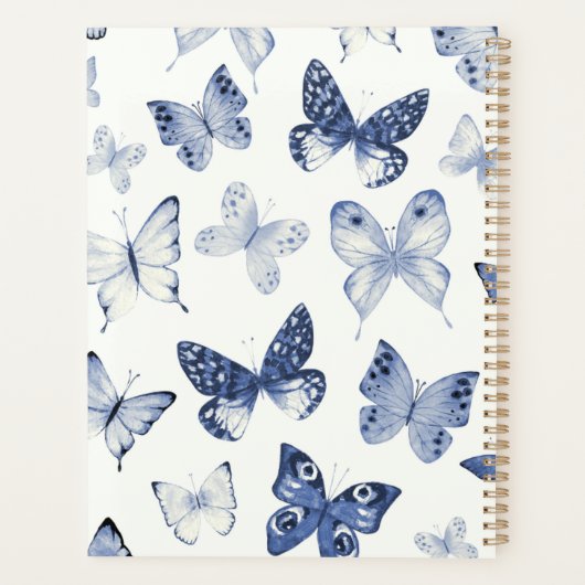 Modern Blue & White Butterfly Planer (Rückseite)