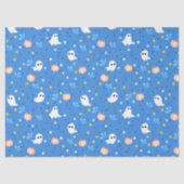 Modern Blue White Cute Halloween Boo Ghost Seidenpapier (Vorderseite)