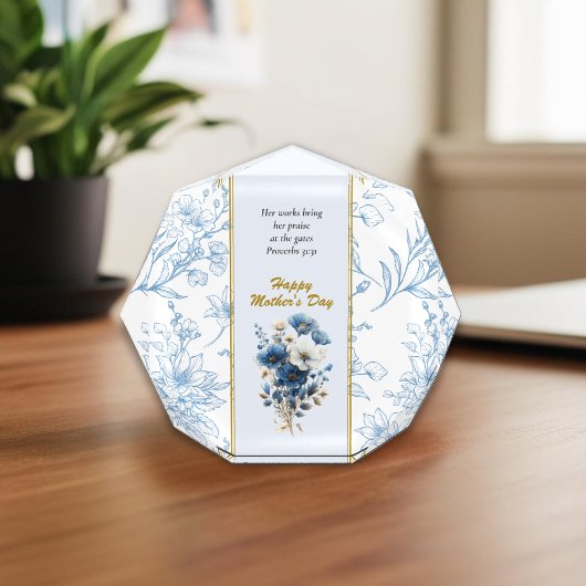 Modern Blue White Floral Bible Verse Fotoblock