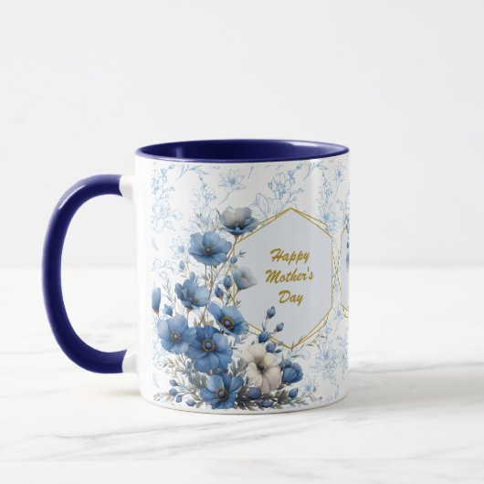 Modern Blue White Floral Bible Verse Tasse (Links)