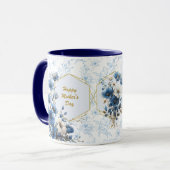 Modern Blue White Floral Bible Verse Tasse (Vorderseite Links)
