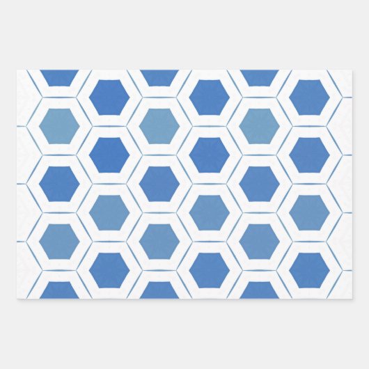 Modern Blue White Geometric Geschenkpapier Set (Vorderseite 2)