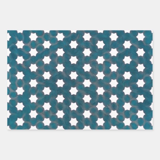 Modern Blue White Geometric Geschenkpapier Set (Vorderseite)
