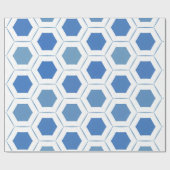 Modern Blue White Geometric Muster Geschenkpapier (Flach)