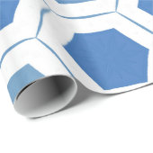 Modern Blue White Geometric Muster Geschenkpapier (Rolleneckpunkt)
