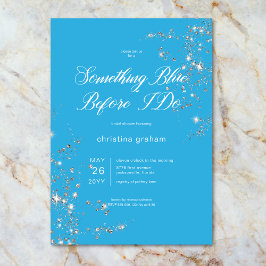 Modern Blue & White Glam Diamonds Brautparty Einladung