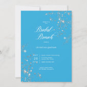 Modern Blue & White Glam Diamonds Bridal Brunch Einladung (Vorderseite)