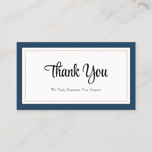 Modern Blue White Gold Dankeschön Card Visitenkarte (Vorderseite)