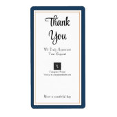 Modern Blue White Gold Frame Danke Box Label (Vorne)