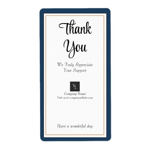 Modern Blue White Gold Frame Danke Box Label (Vorne)