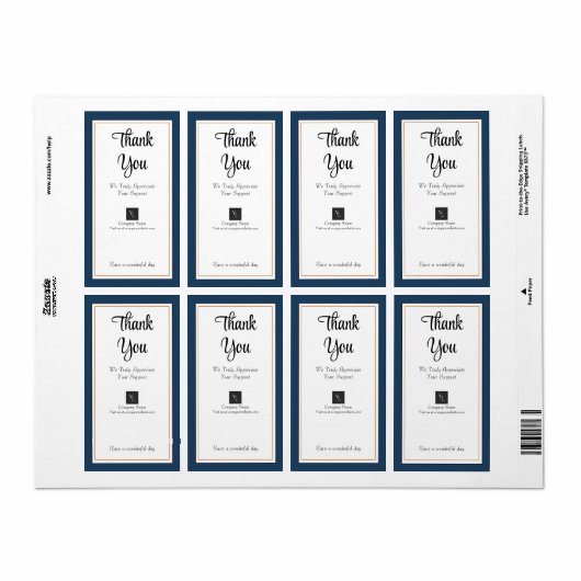 Modern Blue White Gold Frame Danke Box Label (Vorne)
