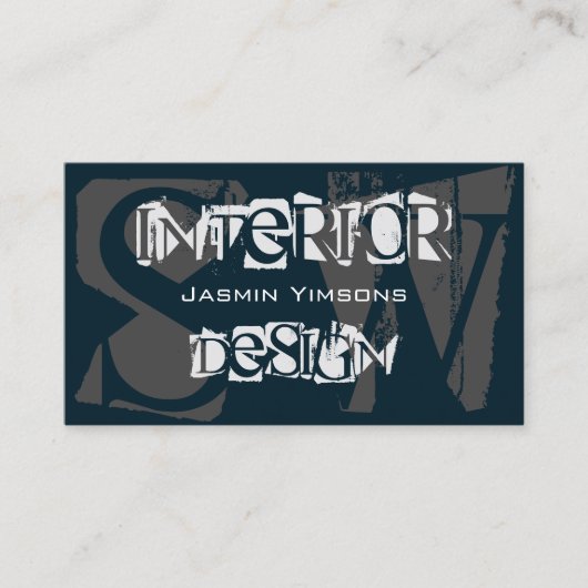 Modern Blue White Gray mit Foto und Monogramm Visitenkarte (Vorderseite)