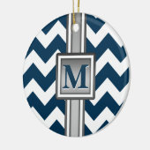 Modern Blue White Gray Mit Monogramm Zickzack Keramikornament (Links)