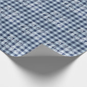 Modern Blue White Kariert Christmas Holiday GIFT Geschenkpapier (Ecke)