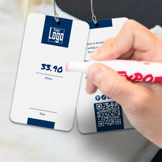 Modern Blue White Logo QR Code Preis für Kleidung