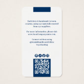 Modern Blue White Logo QR Code Preis für Kleidung (Rückseite)