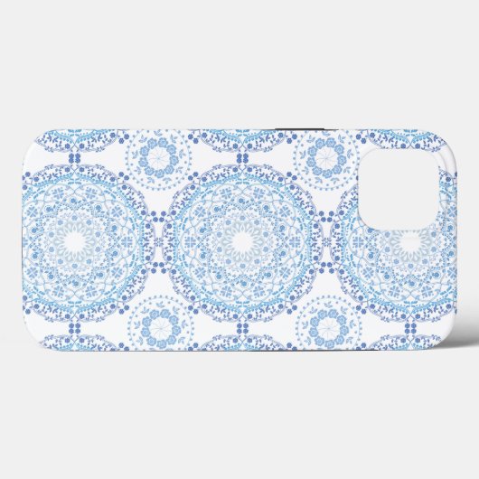 Modern Blue White Mandala Case-Mate iPhone Hülle (Rückseite (Horizontal))