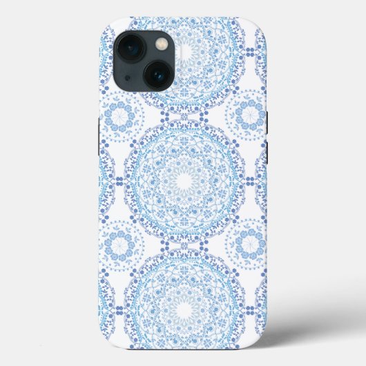 Modern Blue White Mandala Case-Mate iPhone Hülle (Rückseite)