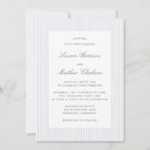 Modern Blue & White Pinstripe Wedding Invitation Einladung (Vorderseite)