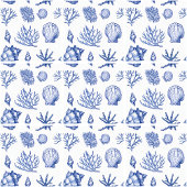 Modern Blue White Seashell Corean Ocean Muster Fliese