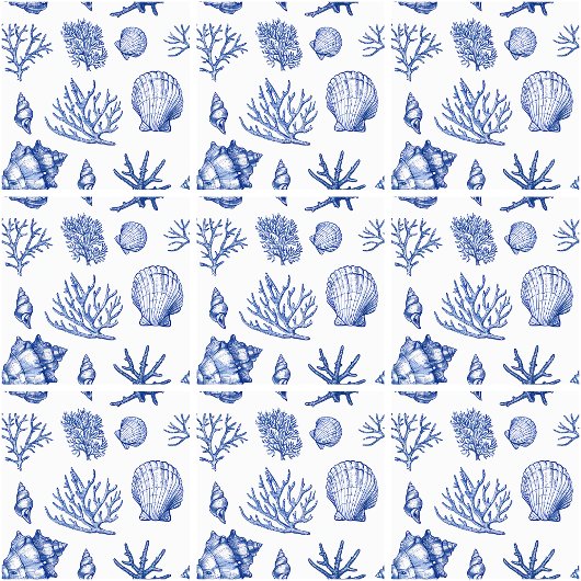 Modern Blue White Seashell Corean Ocean Muster Fliese